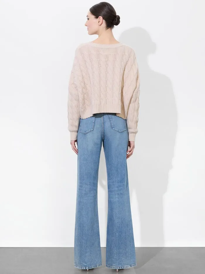 Alice Olivia SWEATERS WOMEN CECILIE CABLEKNIT PULLOVER Oatmeal Heather