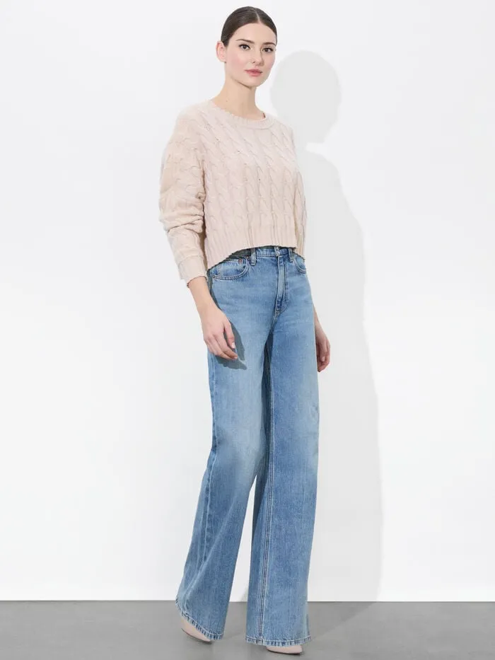 Alice Olivia SWEATERS WOMEN CECILIE CABLEKNIT PULLOVER Oatmeal Heather