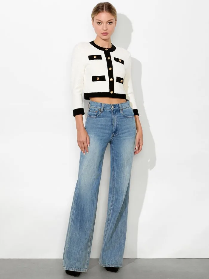 Alice Olivia SWEATERS WOMEN CLAIRA CARDIGAN Soft Whiteandblack
