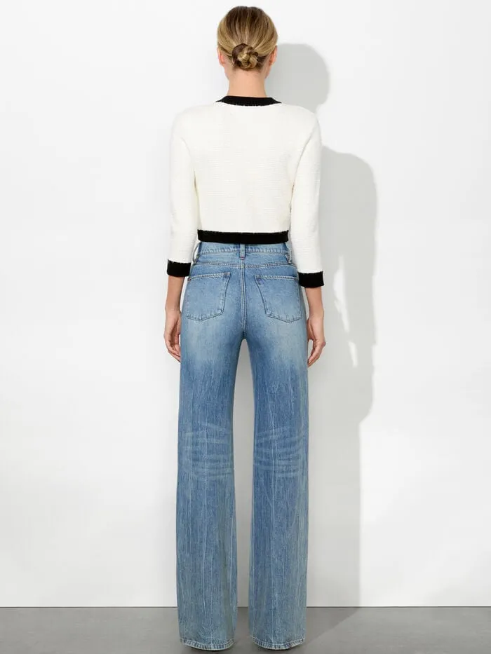 Alice Olivia SWEATERS WOMEN CLAIRA CARDIGAN Soft Whiteandblack