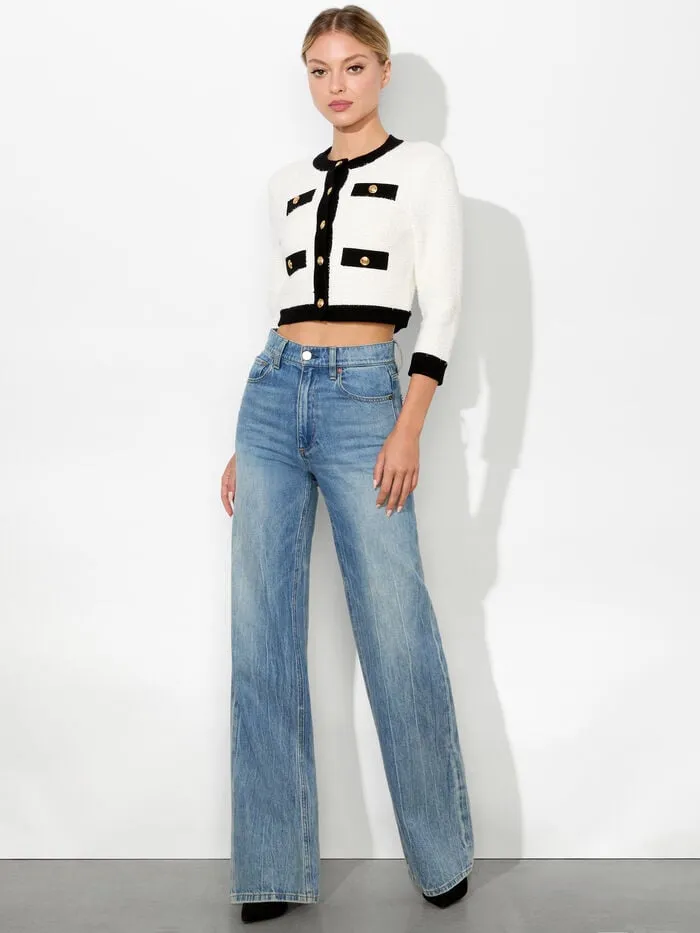 Alice Olivia SWEATERS WOMEN CLAIRA CARDIGAN Soft Whiteandblack