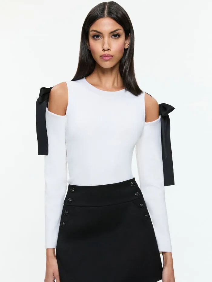 Alice Olivia SWEATERS WOMEN DARA PULLOVER Ecruandblack
