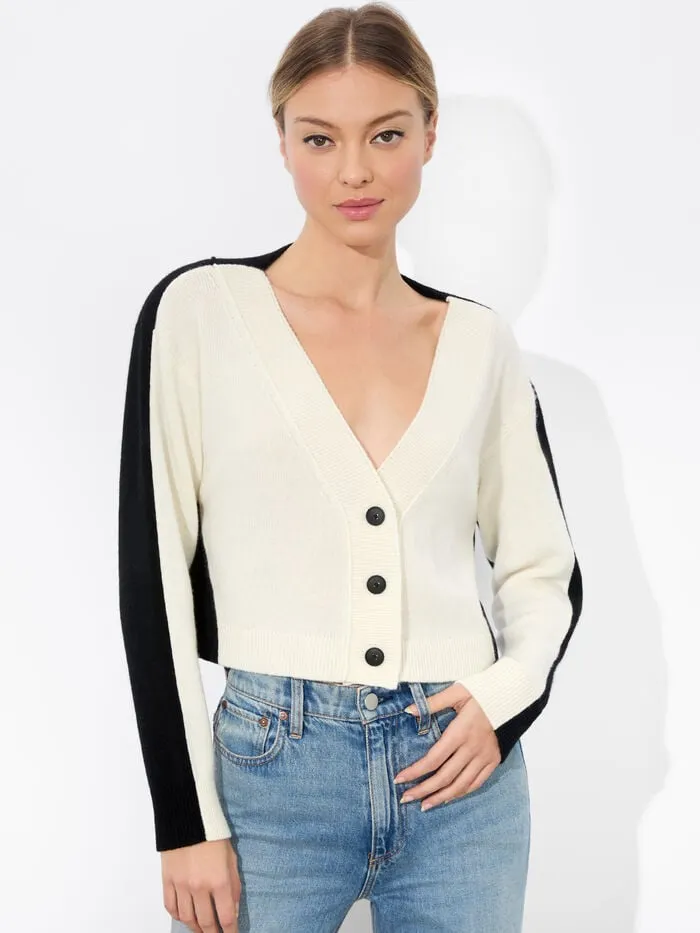 Alice Olivia SWEATERS WOMEN EDELMAN CARDIGAN Ecruandblack