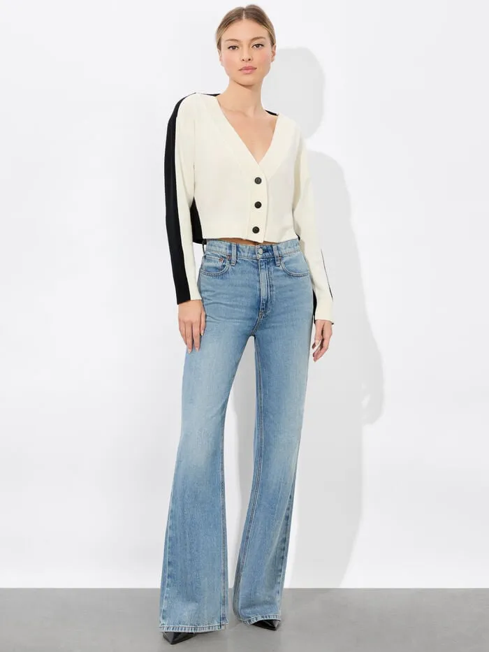 Alice Olivia SWEATERS WOMEN EDELMAN CARDIGAN Ecruandblack