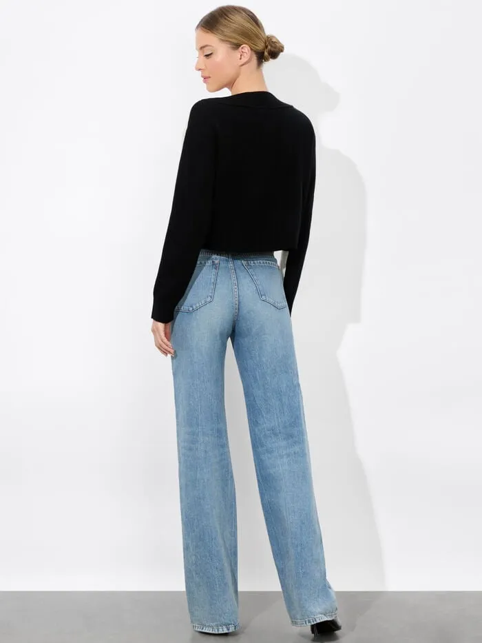 Alice Olivia SWEATERS WOMEN EDELMAN CARDIGAN Ecruandblack