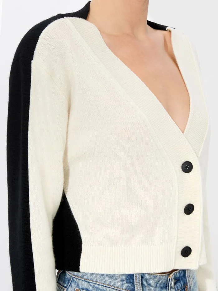 Alice Olivia SWEATERS WOMEN EDELMAN CARDIGAN Ecruandblack