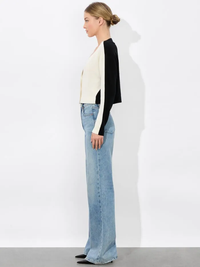 Alice Olivia SWEATERS WOMEN EDELMAN CARDIGAN Ecruandblack