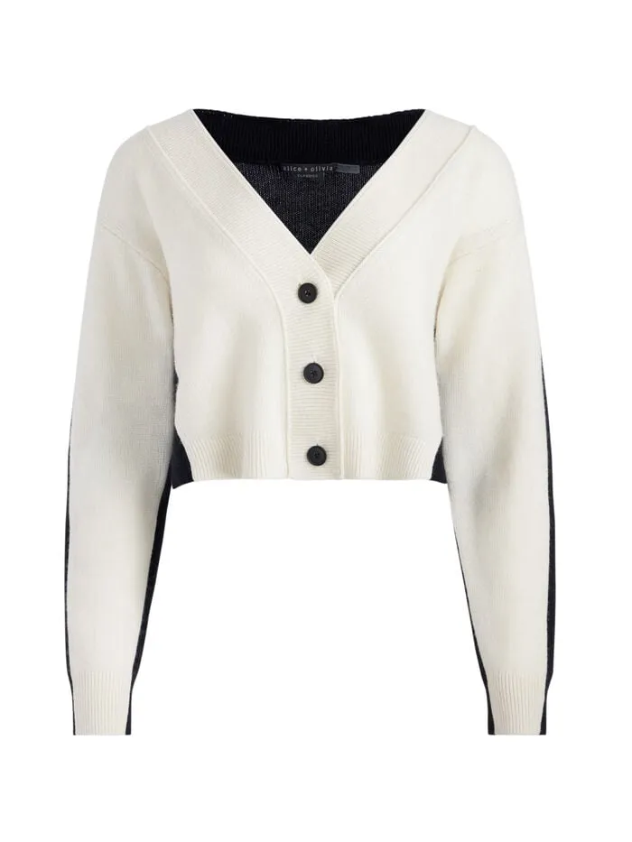 Alice Olivia SWEATERS WOMEN EDELMAN CARDIGAN Ecruandblack
