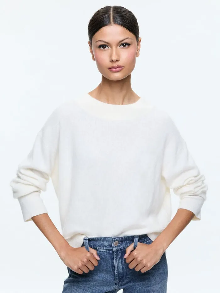 Alice Olivia SWEATERS WOMEN ELSA PULLOVER Ecru