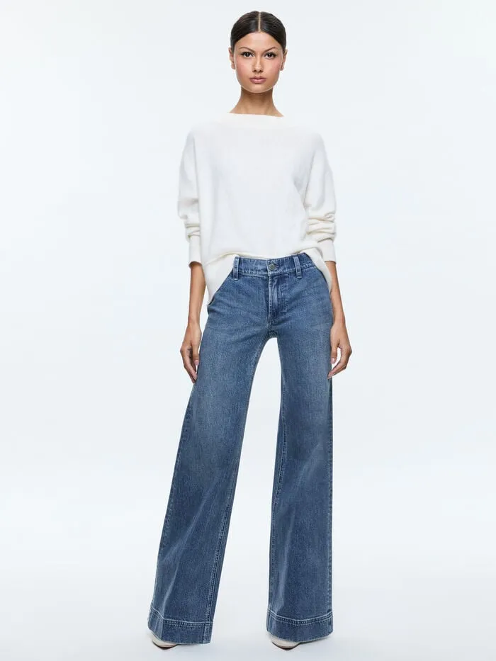 Alice Olivia SWEATERS WOMEN ELSA PULLOVER Ecru