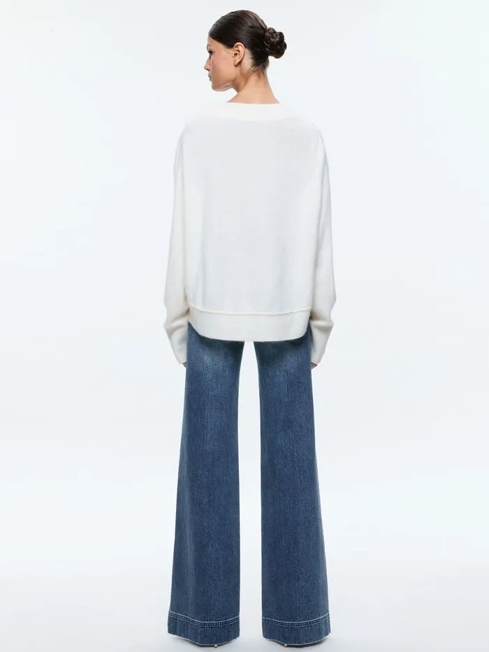 Alice Olivia SWEATERS WOMEN ELSA PULLOVER Ecru