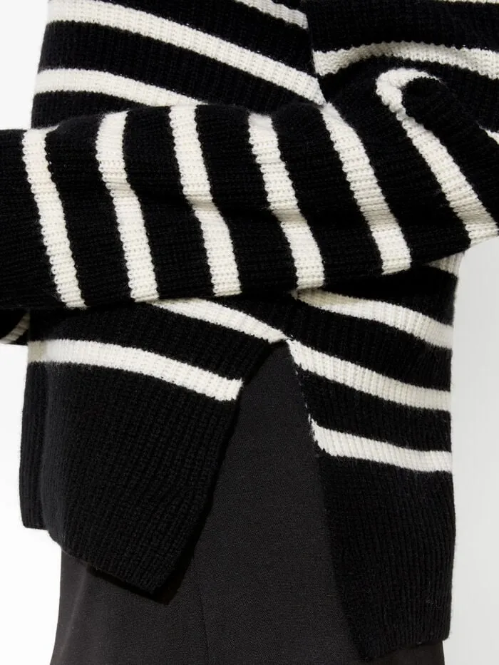 Alice Olivia SWEATERS WOMEN HAROLD STRIPED PULLOVER Blackandecru