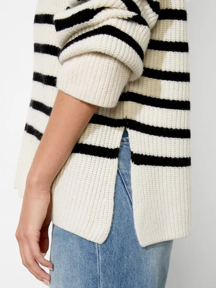 Alice Olivia SWEATERS WOMEN HAROLD STRIPED PULLOVER Ecruandblack