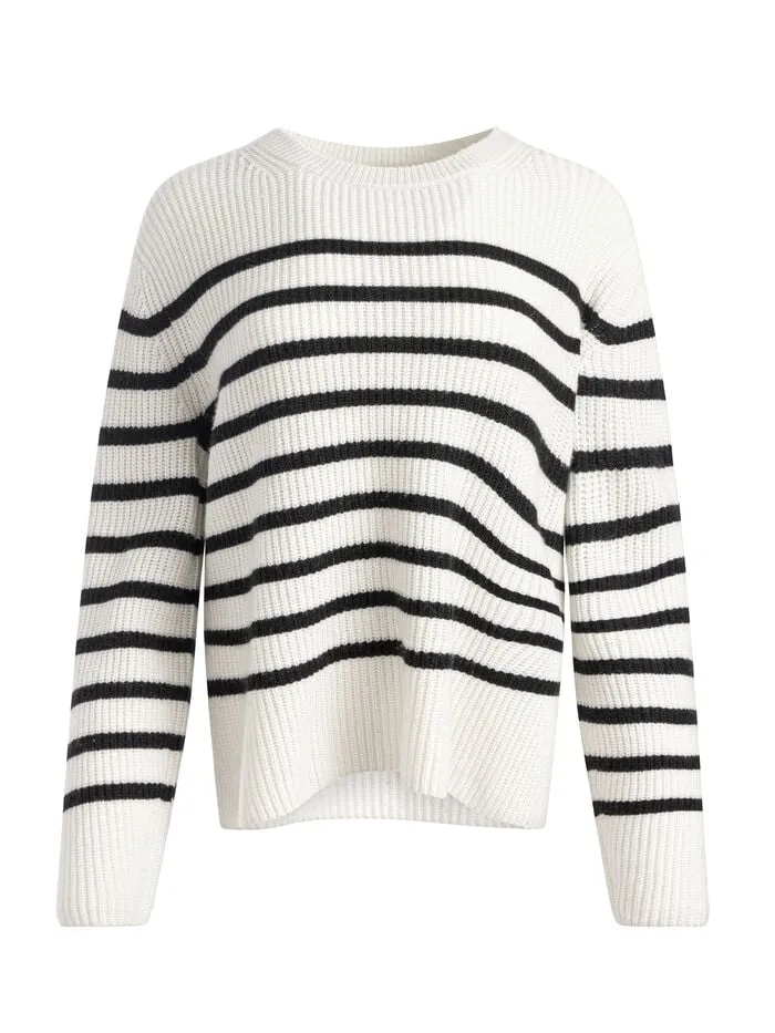 Alice Olivia SWEATERS WOMEN HAROLD STRIPED PULLOVER Ecruandblack