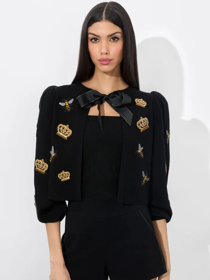 Alice Olivia SWEATERS WOMEN KITTY BEE CARDIGAN Black