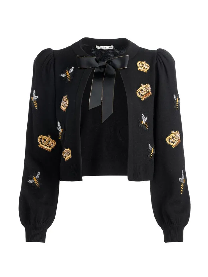 Alice Olivia SWEATERS WOMEN KITTY BEE CARDIGAN Black