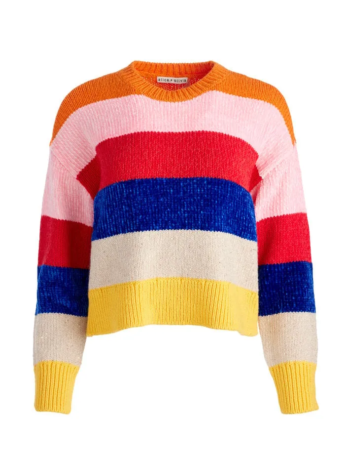 Alice Olivia SWEATERS WOMEN LOUIE PULLOVER Multi Stripe