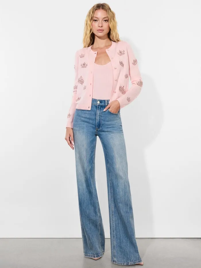 Alice Olivia SWEATERS WOMEN RUTHY CARDIGAN Pearl Blush