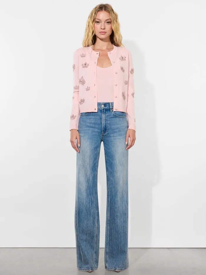 Alice Olivia SWEATERS WOMEN RUTHY CARDIGAN Pearl Blush