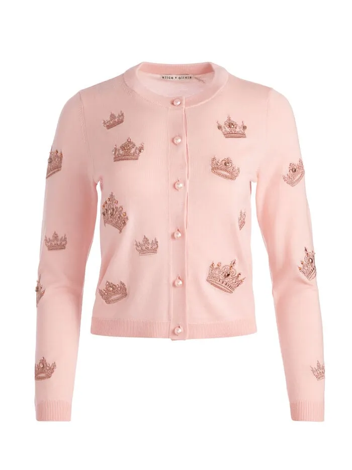 Alice Olivia SWEATERS WOMEN RUTHY CARDIGAN Pearl Blush