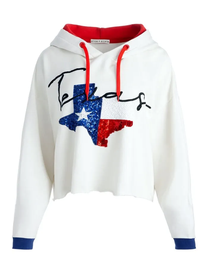 Alice Olivia SWEATERS WOMEN SUNNY CROPPED HOODIE Off White Multi