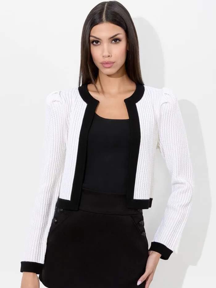 Alice Olivia SWEATERS WOMEN TRINA CARDIGAN Ecruandblack