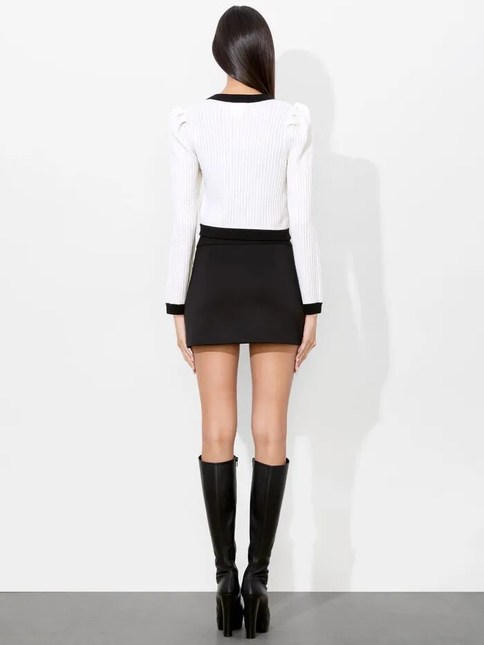 Alice Olivia SWEATERS WOMEN TRINA CARDIGAN Ecruandblack