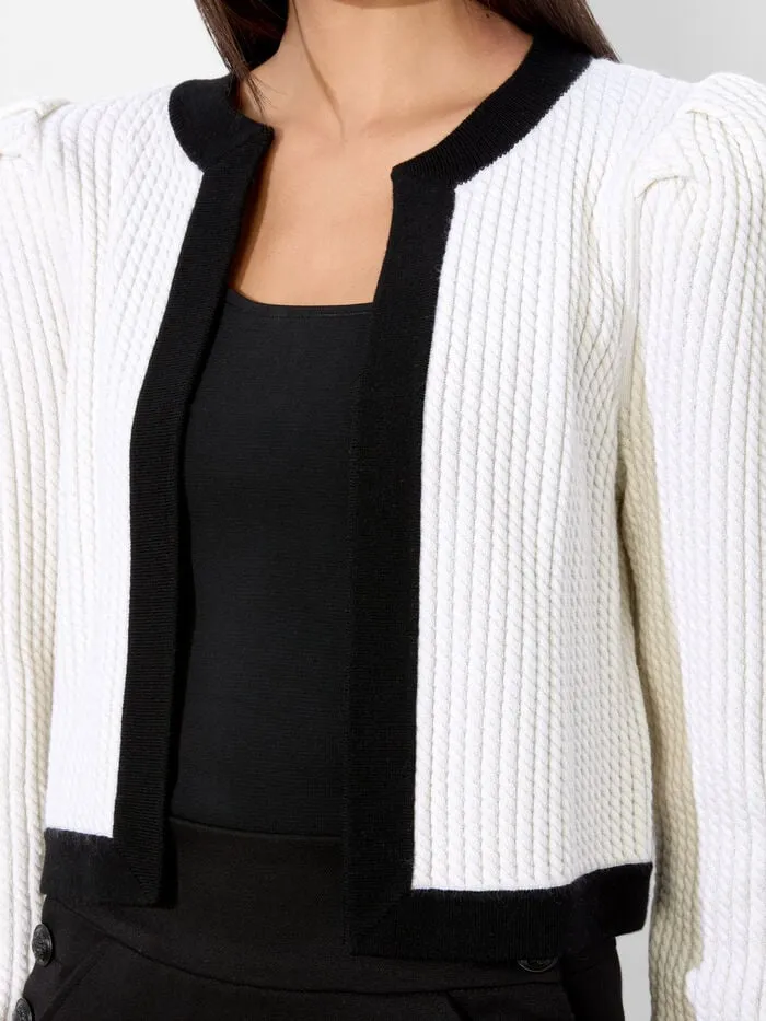 Alice Olivia SWEATERS WOMEN TRINA CARDIGAN Ecruandblack