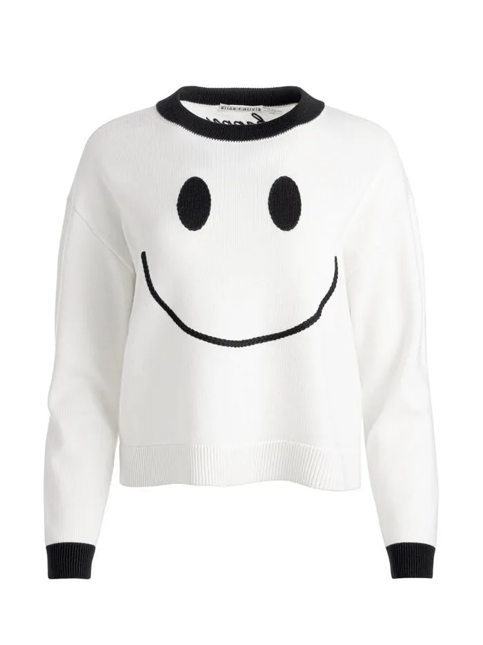 Alice Olivia SWEATERS WOMEN ZIGGY PULLOVER Soft Whiteandblack