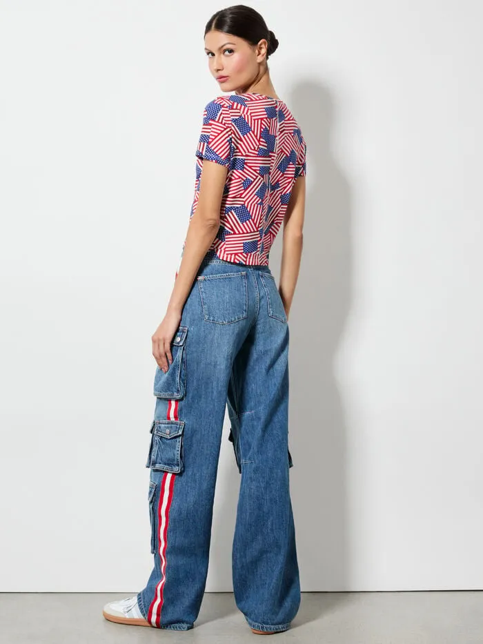 Alice Olivia TOPS WOMEN AO X I AM A VOTERreg CINDY CROPPED TEE Stripes Forever