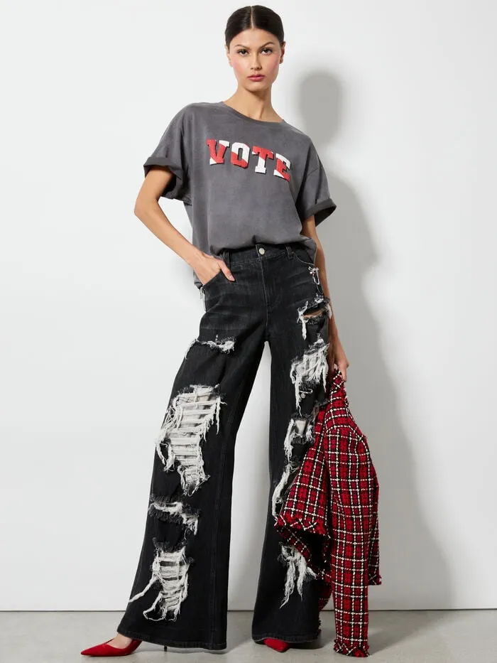 Alice Olivia TOPS WOMEN AO X I AM A VOTERreg EVAN OVERSIZED TEE United