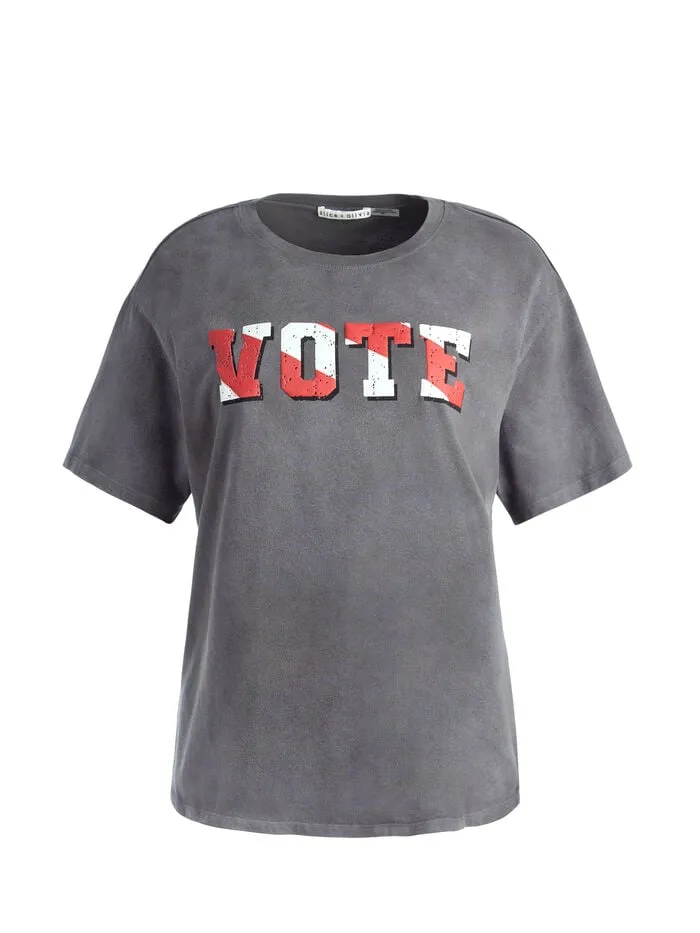 Alice Olivia TOPS WOMEN AO X I AM A VOTERreg EVAN OVERSIZED TEE United