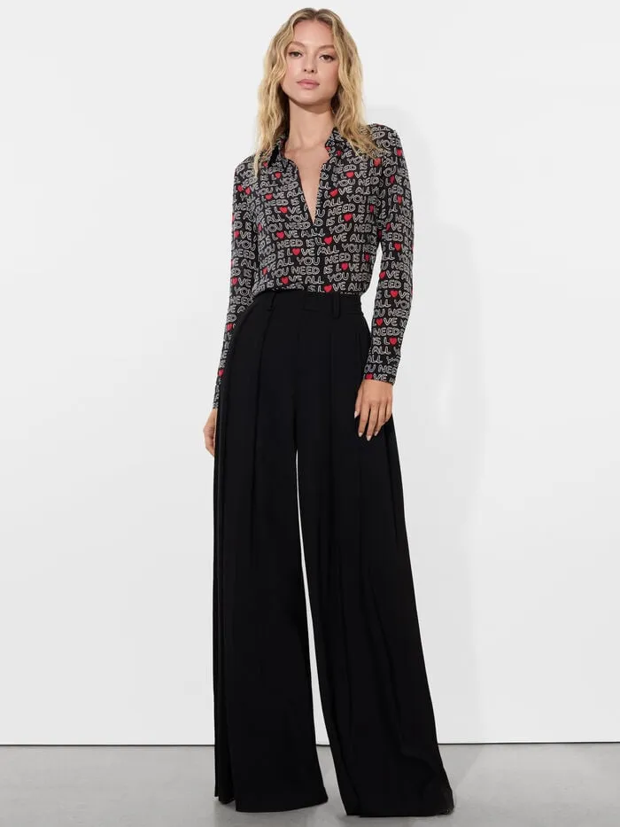 Alice Olivia TOPS WOMEN AO X THE BEATLES WILLA PLACKET TOP All You Need Is Love