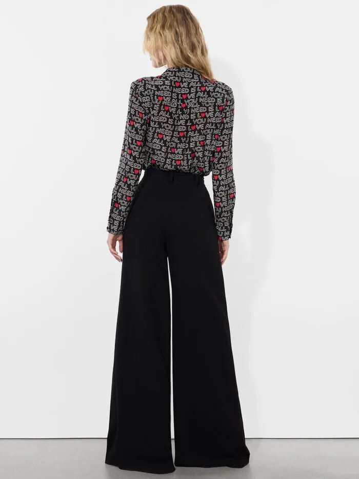 Alice Olivia TOPS WOMEN AO X THE BEATLES WILLA PLACKET TOP All You Need Is Love