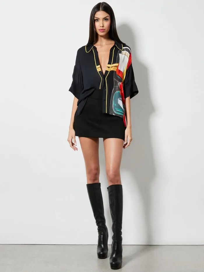 Alice Olivia TOPS WOMEN AO X TOM WESSELMANN EDYTH HIGH LOW BUTTON DOWN Still Life