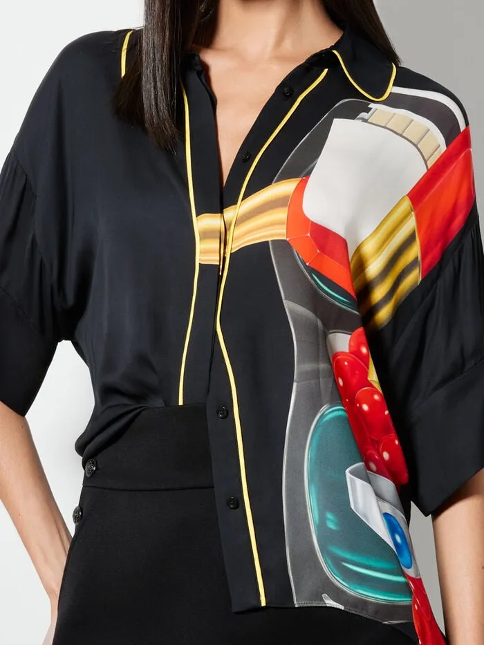 Alice Olivia TOPS WOMEN AO X TOM WESSELMANN EDYTH HIGH LOW BUTTON DOWN Still Life