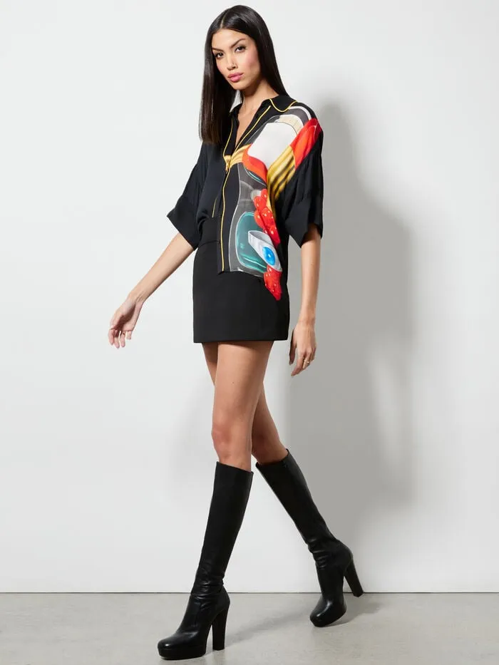 Alice Olivia TOPS WOMEN AO X TOM WESSELMANN EDYTH HIGH LOW BUTTON DOWN Still Life