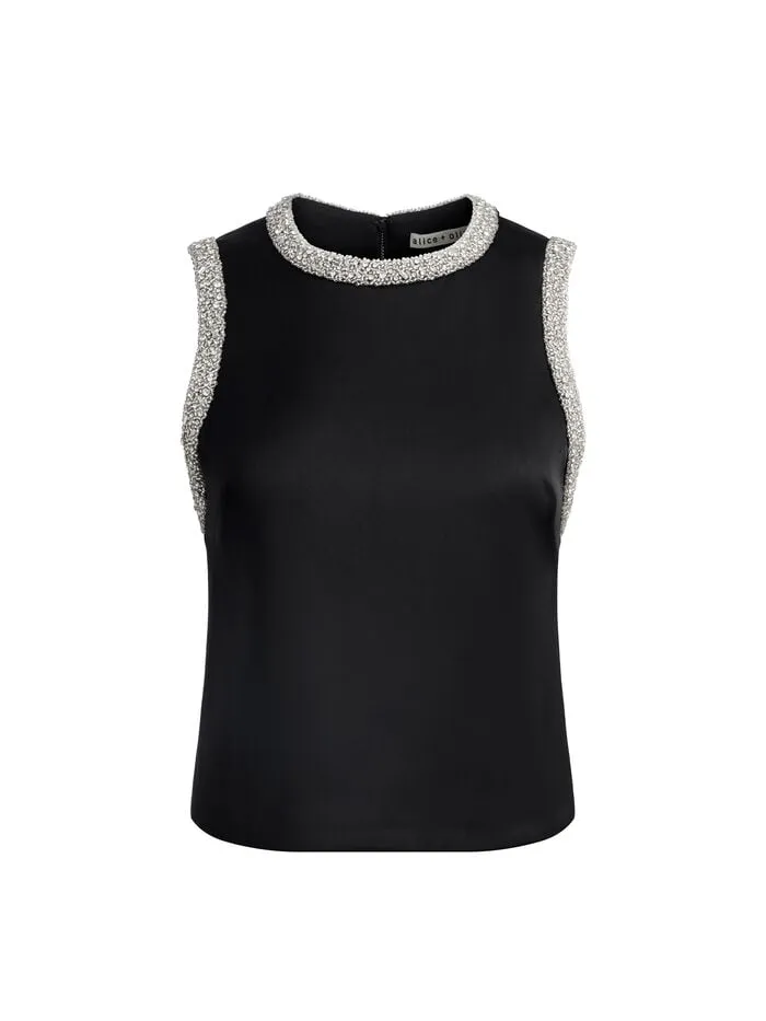 Alice Olivia TOPS WOMEN AMAL EMBELLISHED TANK Black