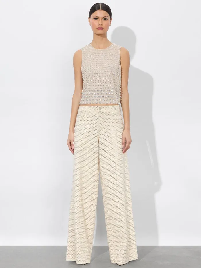 Alice Olivia TOPS WOMEN AMAL EMBELLISHED TANK Champagneandcrystal