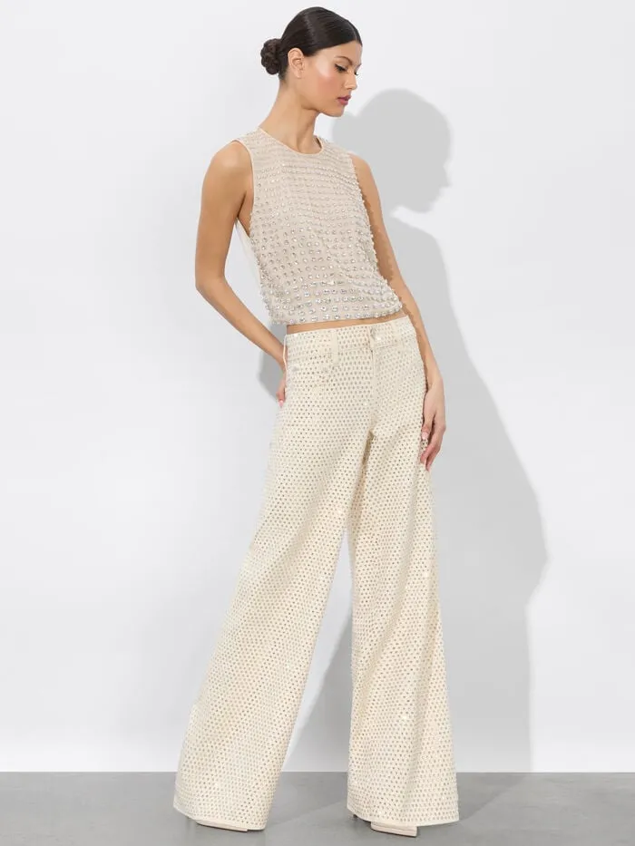 Alice Olivia TOPS WOMEN AMAL EMBELLISHED TANK Champagneandcrystal