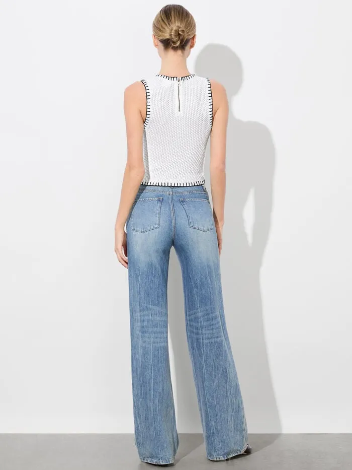 Alice Olivia TOPS WOMEN AMITY TANK Soft Whiteandblack