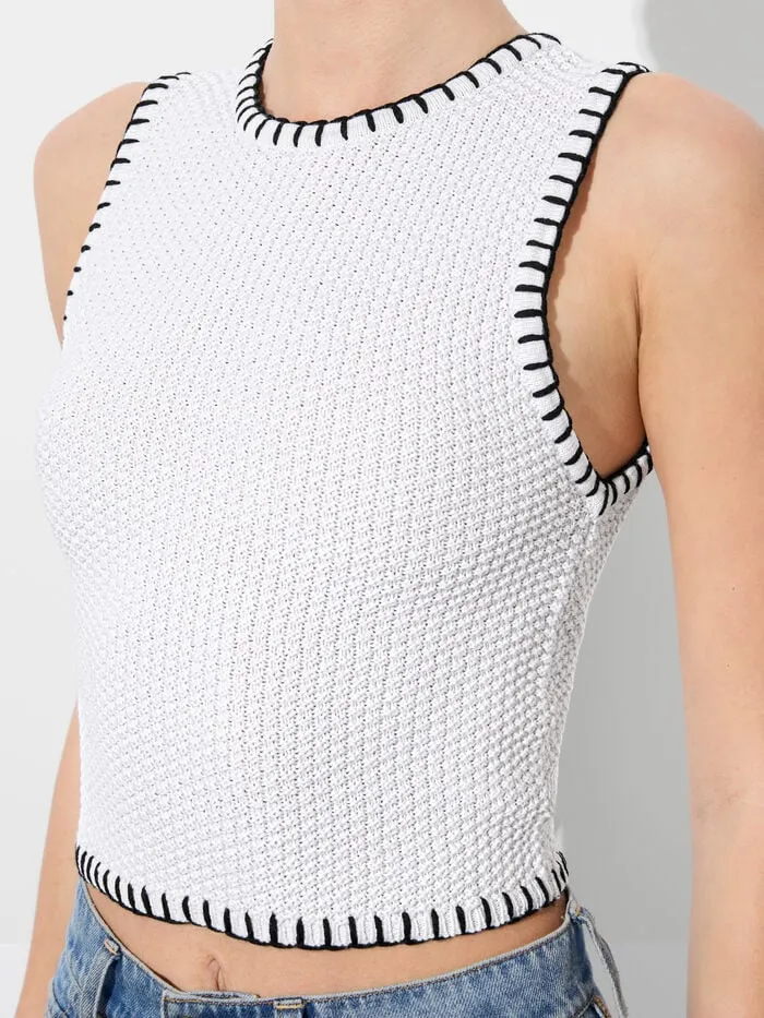 Alice Olivia TOPS WOMEN AMITY TANK Soft Whiteandblack