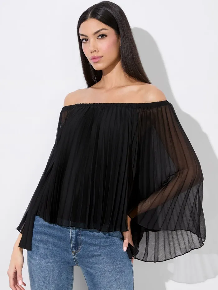 Alice Olivia TOPS WOMEN AUNDREA OFF THE SHOULDER BLOUSE Black