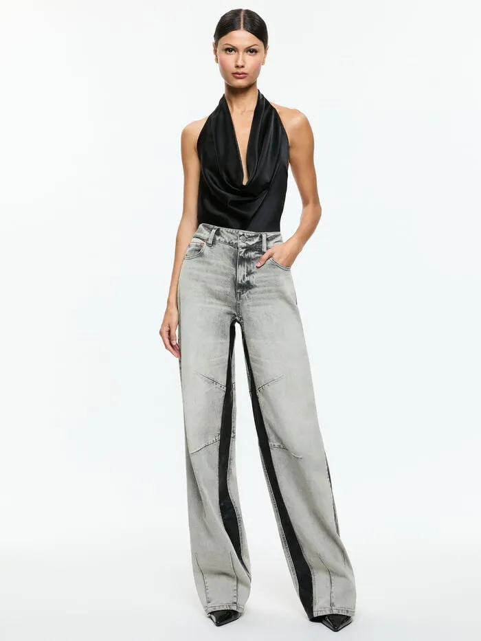 Alice Olivia TOPS WOMEN AYANNA CROP TOP Black