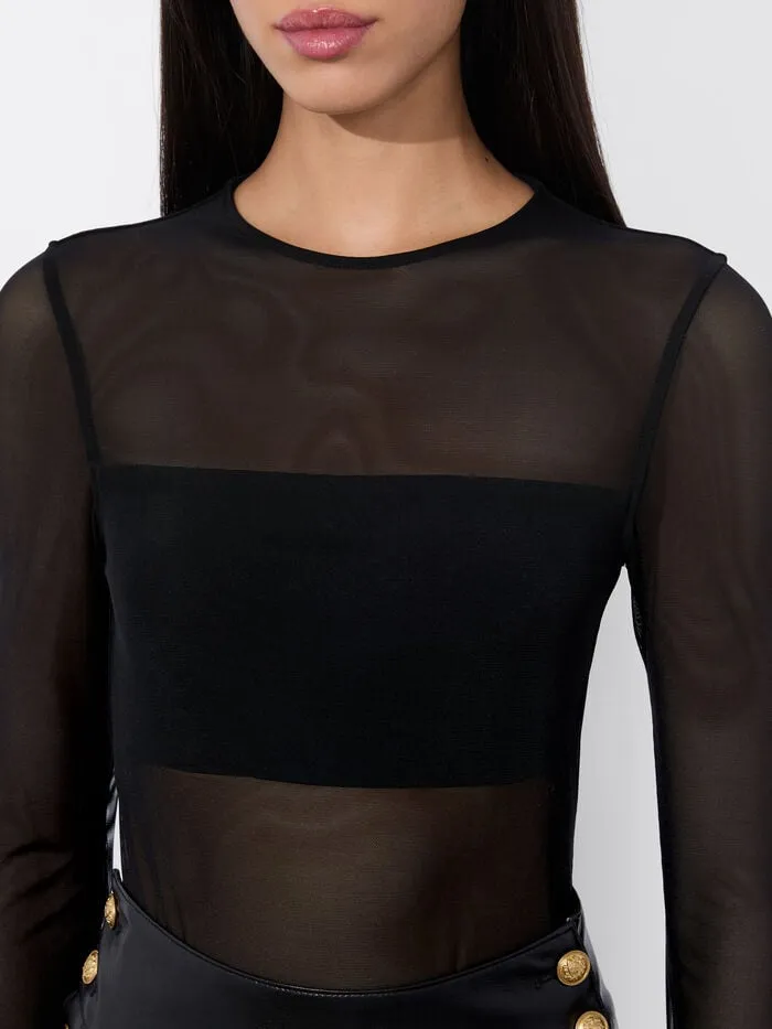 Alice Olivia TOPS WOMEN BANDEAU LONG SLEEVE BODYSUIT Black