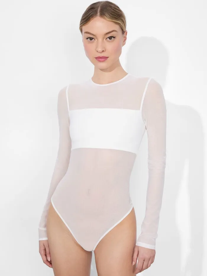 Alice Olivia TOPS WOMEN BANDEAU LONG SLEEVE BODYSUIT Off White