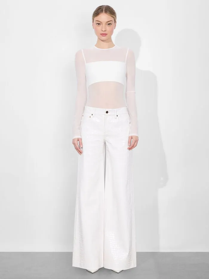 Alice Olivia TOPS WOMEN BANDEAU LONG SLEEVE BODYSUIT Off White