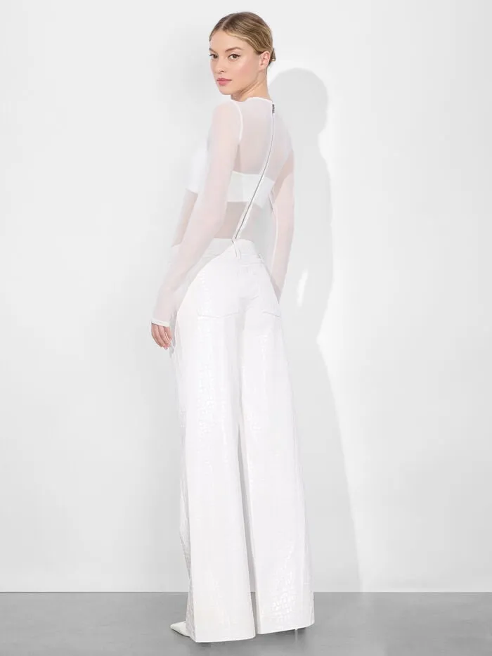 Alice Olivia TOPS WOMEN BANDEAU LONG SLEEVE BODYSUIT Off White