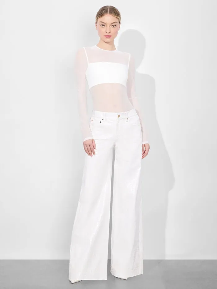 Alice Olivia TOPS WOMEN BANDEAU LONG SLEEVE BODYSUIT Off White