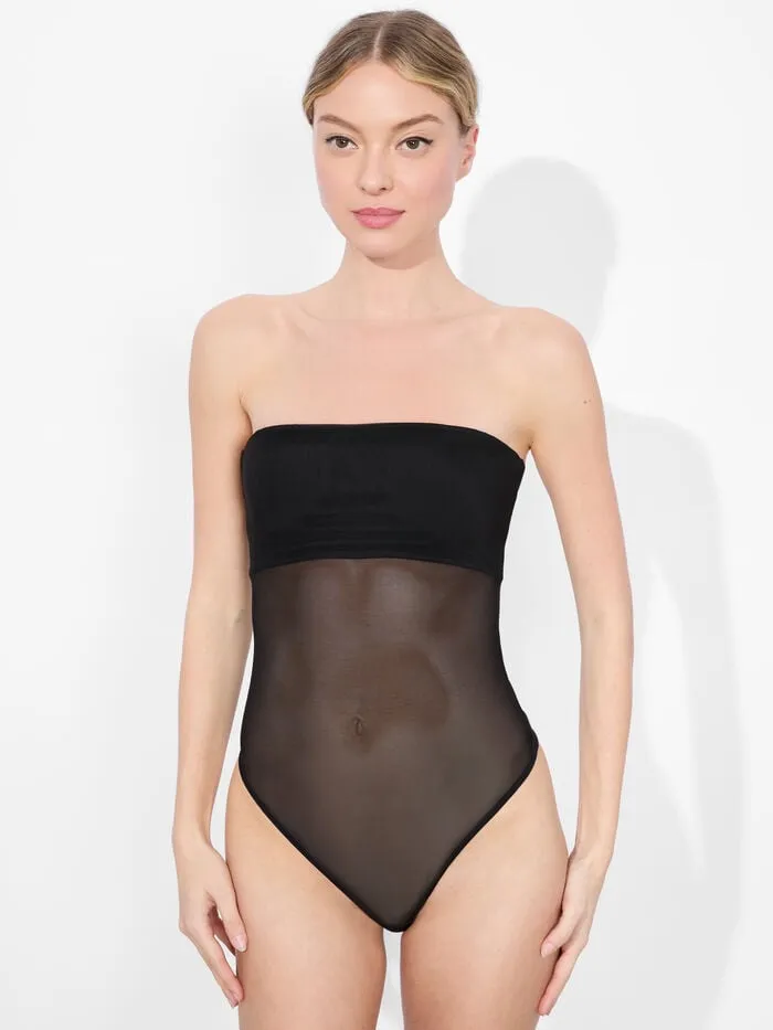 Alice Olivia TOPS WOMEN BANDEAU STRAPLESS BODYSUIT Black
